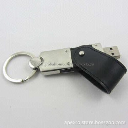 Leather USB Flash Drive with 10-year Minimum Data Retention, 512MB to 32GB Capacity